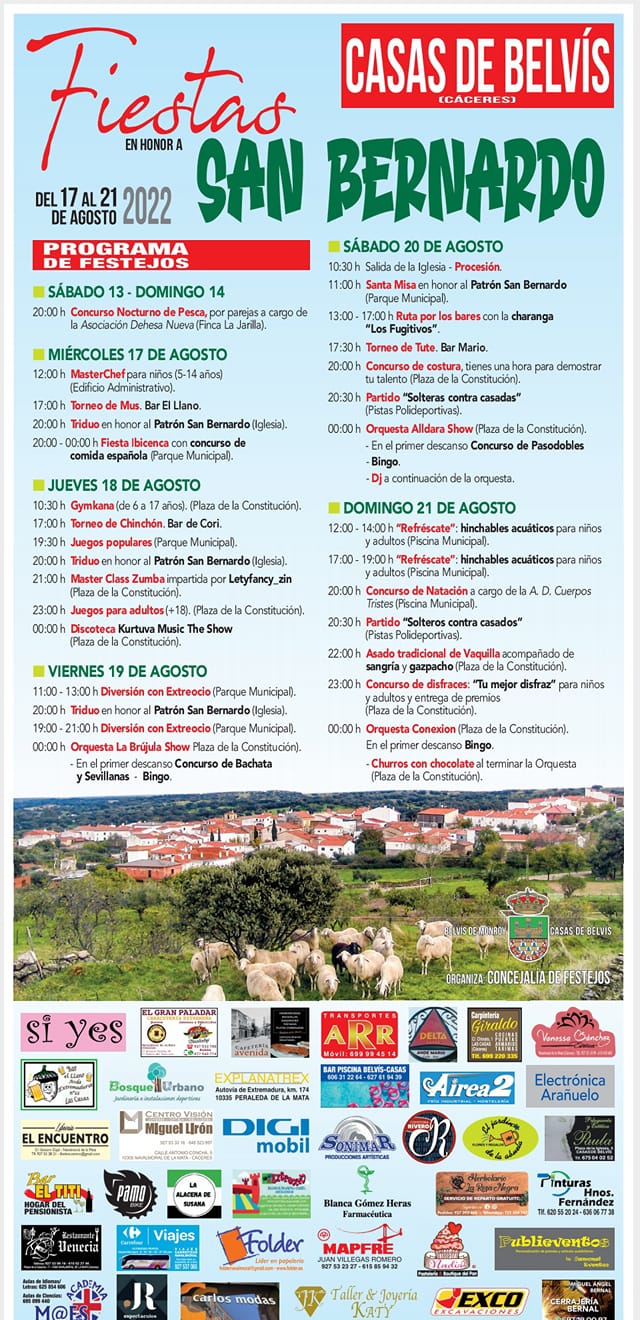 Program of Festivities in Honour of San Bernardo in Belvís de Monroy