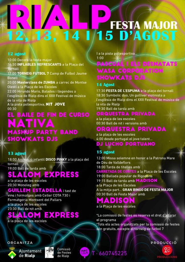 Programa de Festa Major de Rialp Programa de Festa Major de Rialp