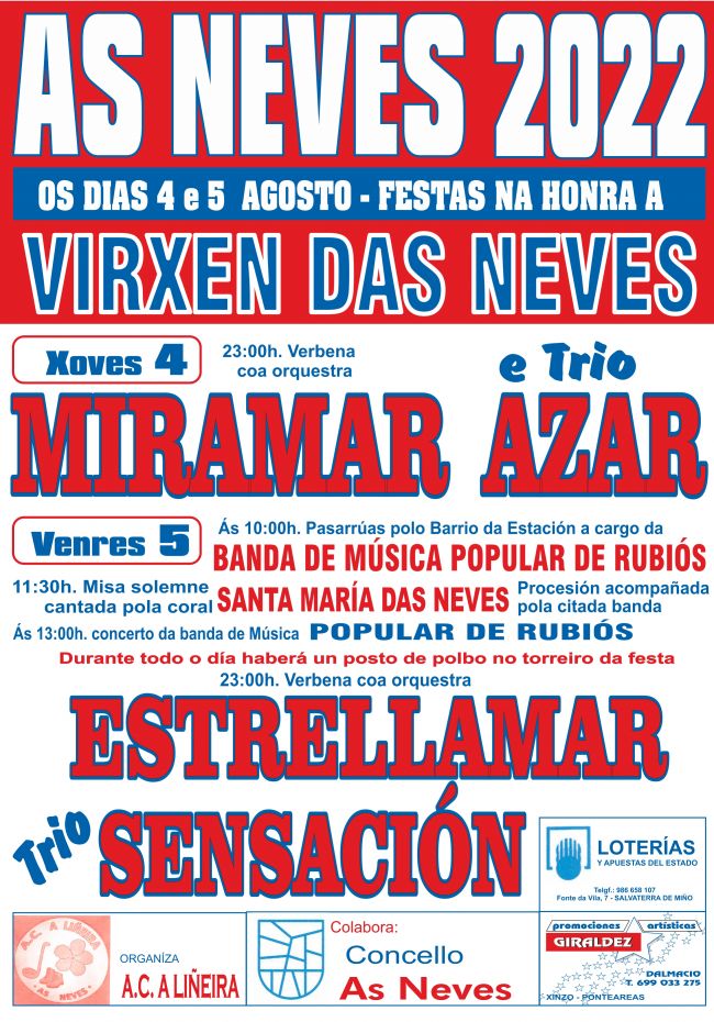 Programa de Fiestas Virgen de As Neves Programa de Fiestas Virgen de As Neves