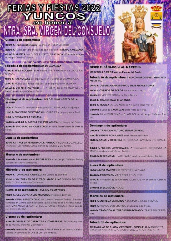 Programa de Fiestas Patronales de Yuncos Programa de Fiestas Patronales de Yuncos