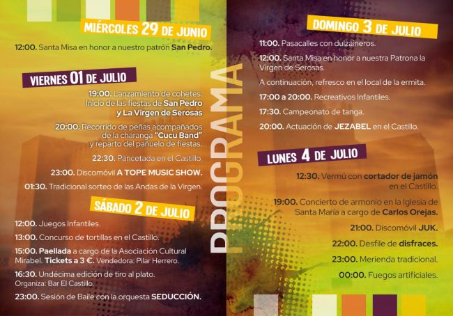 Programa de San Pedro y nuestra Virgen de Serosas Programa de San Pedro y nuestra Virgen de Serosas