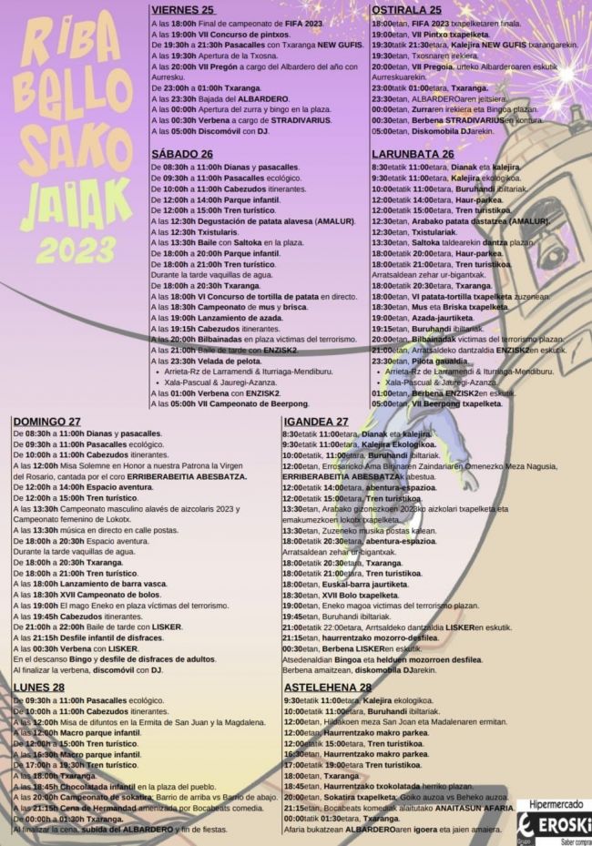 Programa de Fiestas patronales de Ribabellosa Programa de Fiestas patronales de Ribabellosa