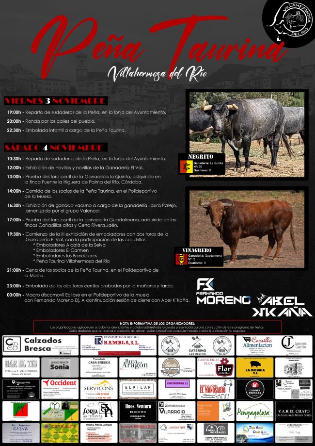 Programa de Peña Taurina en Villahermosa del Río Programa de Peña Taurina en Villahermosa del Río