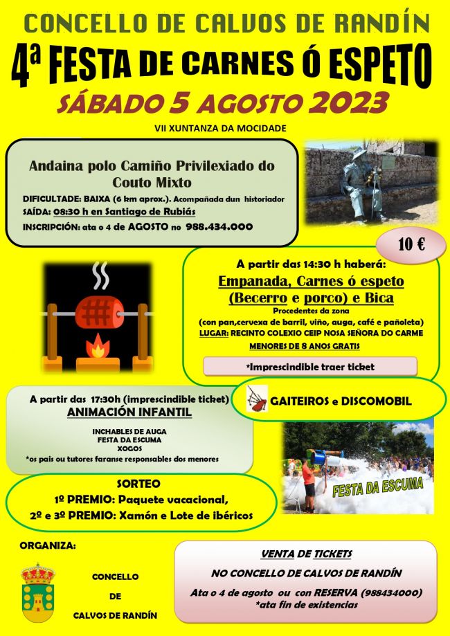 Programa de Festa de Carnes ó Espeto y Xuntanza da Mocidade Programa de Festa de Carnes ó Espeto y Xuntanza da Mocidade